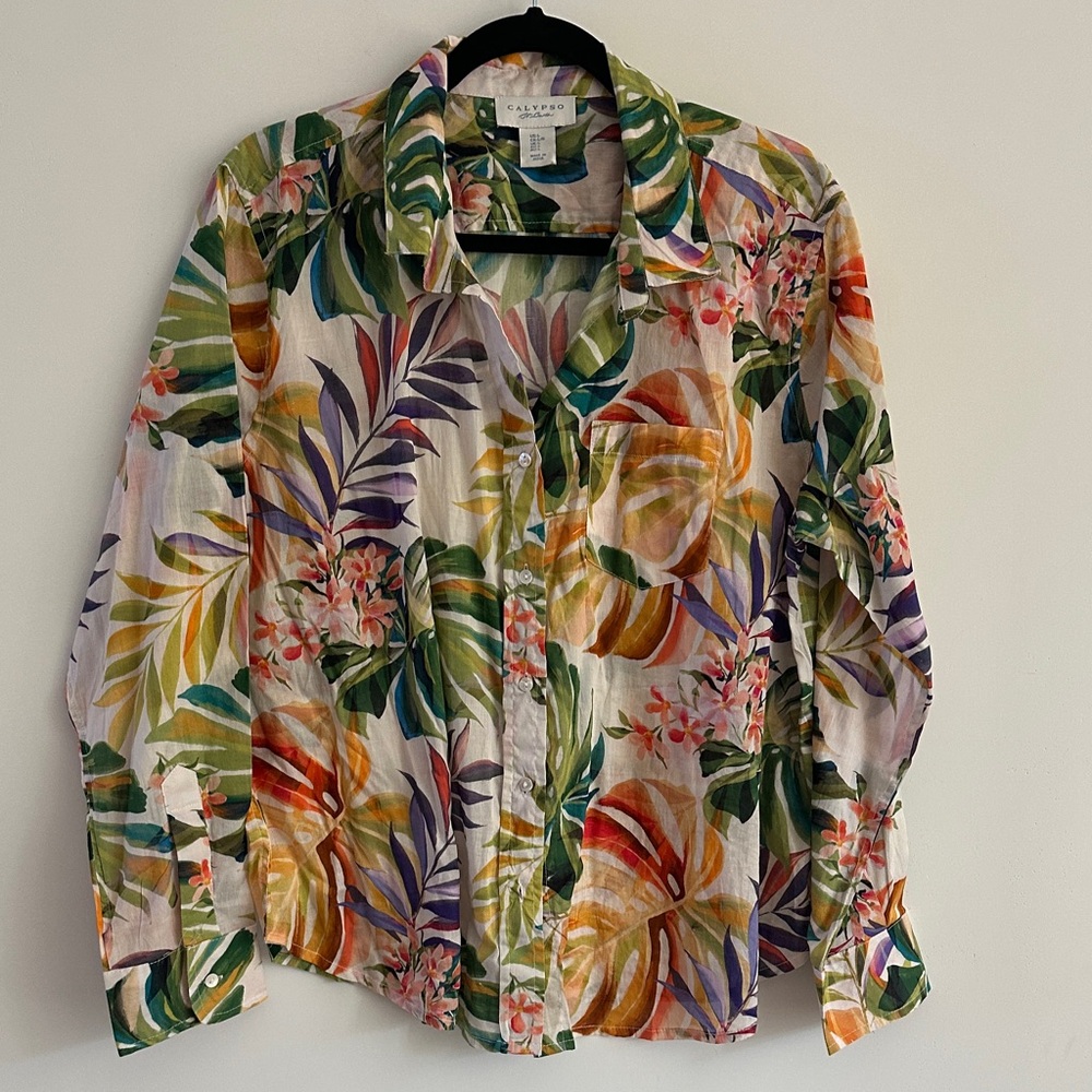 Calypso St. Barth Multicolor Tropical Leaf women's Shirt